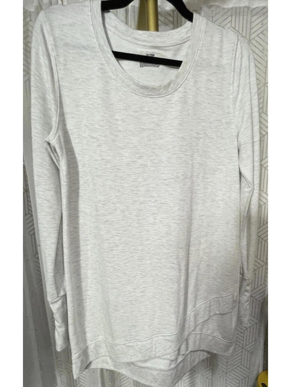 TEK GEAR DRY TEK WOMEN'S GRAY LONG SLEEVE  TOP CROSSED BOTTOM SZ M Comfy Casual